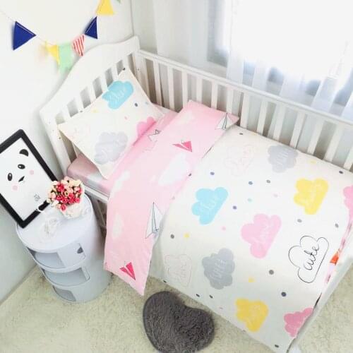 Baby Bedding Set Cotton Cartoon Infant Bed Linen Duvet Cover Kids Bed Flat Sheet Newborn Pillowcase Baby Room Decor Baby Bed Set
