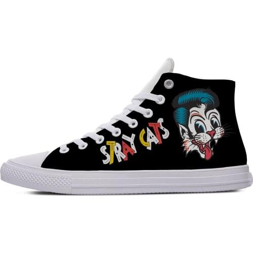Cats Rock Band Hot Cool High Quality Casual Cloth Stray Shoes High Top Breathable Lightweight Sneakers 3D Print For Men Women