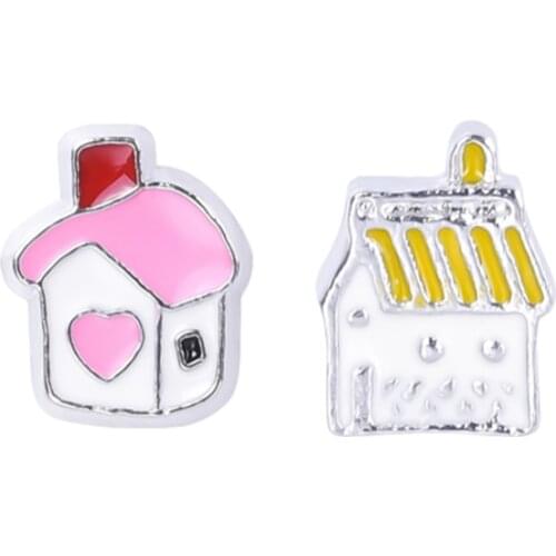 20Pcs/Lot Cute House FLoating Charms Making Alloy Memory Locket Jewelry Accessories