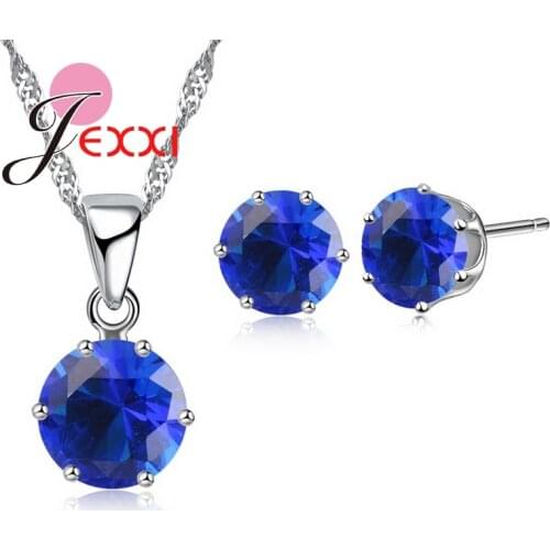 Trendy Wholesale 925 Sterling Silver Pendant Necklace Set Fashion Brincos Stud Earrings for Women Anniversary Jewelry Sets