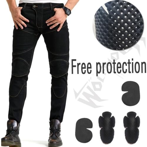 2020 New WF718 Motorcycle Black Pants Men Moto Jeans Protective Gear Riding Motorbike Trousers Motocross Pants Blue Moto Pants