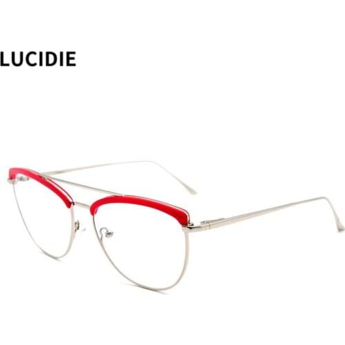 LUCIDIE 2021 Classic New Round Design Clear Lens Eyeglasses Women Myopia EyeGlasses Metal Vintage Glasses Frame Computer Eyewear