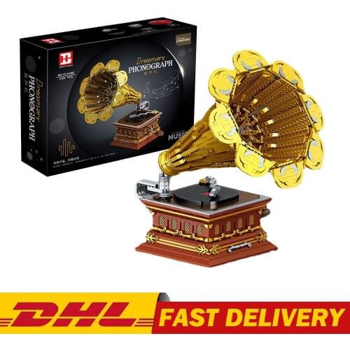 New Creative Toys The APP Motorized Phonograph Bluetooth Speaker Model Building Blocks Record Player Bricks For Kids DIY Gifts