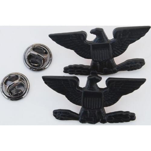 PAIR OF MILITARY WW2 US ARMY COLONEL EAGLE WAR BIRD DEVICE PIN BADGE INSIGNIA