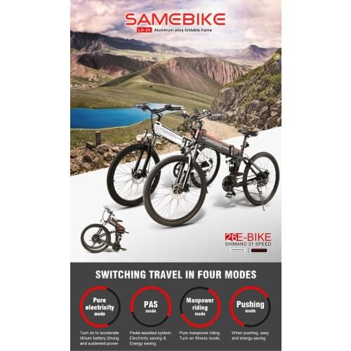 Samebike L026 Spoke rim,48V10AH,500W rim Electric Bike 26"Aluminum alloy suspension mountain frame