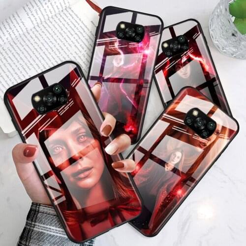 Scarlet Witch Marvel for Xiaomi POCO X3 NFC F3 M2 X2 F2 Redmi K30 Redmi Note 9 Pro Luxury Tempered Glass Phone Case Cover