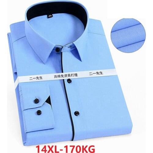 High quality autumn long sleeve shirts men plus size 8XL 10XL 12XL office formal business shirts cotton oversize shirt loose 60