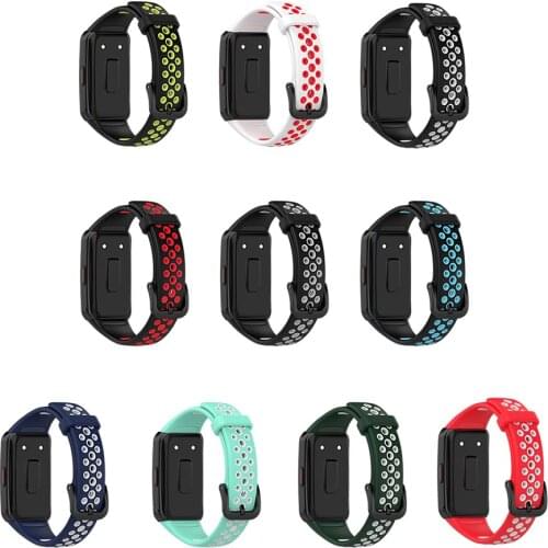 Silicone Thickened Two-Color Wristband Replacement Waterproof Soft Smart Watch Belt Strap Bracelet Watchband for Huawei Bracelet