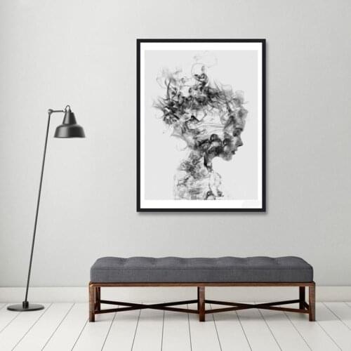 Nordic Abstract Black White Girl Posters Wall Art Canvas Painting Art Poster Print Wall Picture for Living Room
