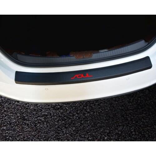 Car Styling PU leather Carbon fiber Styling After guard Rear Bumper Trunk Guard Plate For KIA Soul