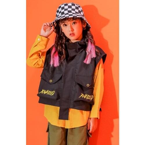 Hip Hop Dance Costumes For Girls Fashion Street Dance Practice Performance Clothing Long Sleeve Jazz Stage Rave Outfit DC3235