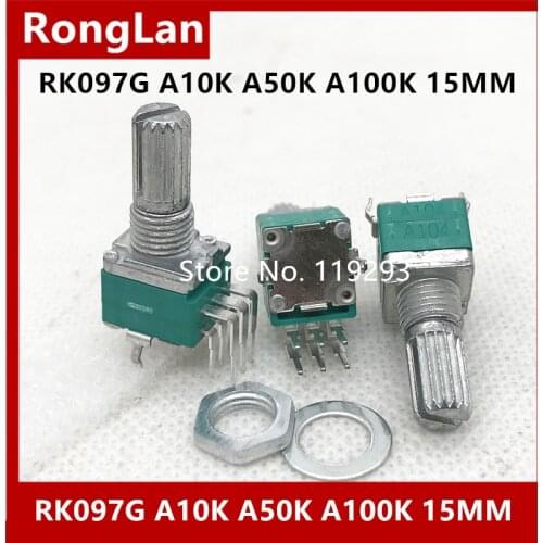 Spot quality RK097 097 6pin Special audio amplifier high-precision double potentiometer RK097G A10K A50K A100K 15MM-10PCS