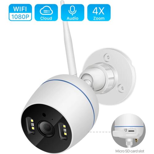 HD 2MP 1080P Waterproof WiFi IP Camera Two-way Audio Wireless Outdoor Camera 20M Full Color Night Vision CCTV Security Camere