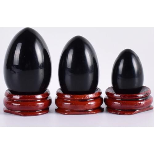 Yoni Egg Natural Obsidian Massage Egg Set Undrill &Wooden base Crystal Mineral Ball Kegel Exercise Pelvic Floor Muscle Vaginal
