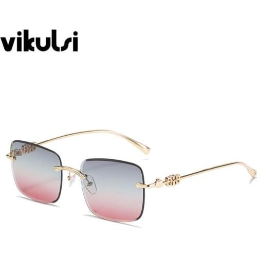 Funky Small Square Sunglasses 2021 Brand Shades For Women Featured Patterned Arm Three Color Gradient Sun Glasses Trendy Popular