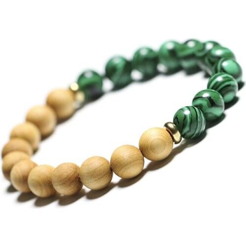 Womens Wood Beads Bracelets Tridacna agate malachite Aquamarine Buddha Beads Bracelets Gift for Females Fine Jade Jewelry