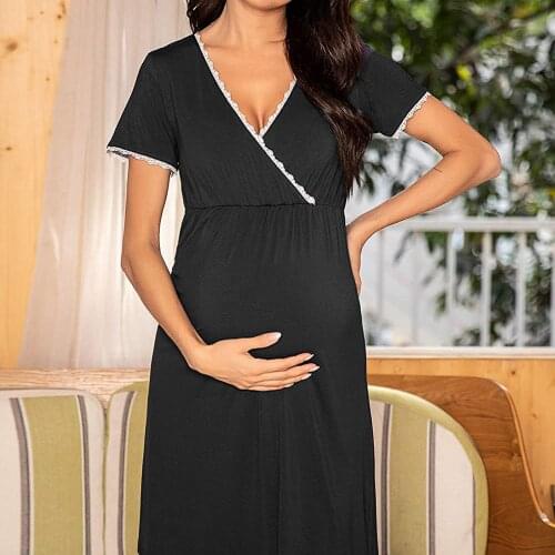 Women Maternity Dresses Short Sleeve Hight Waist Dress For Daily Wearing Or Baby Shower Pregnancy Dress Vestidos De Mujer Casual