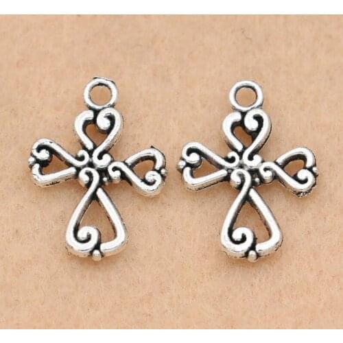 10pcs Cross Charms Pendants For Jewelry Making Tibetan Silver Plated Diy Bracelet Handmade 19x14mm