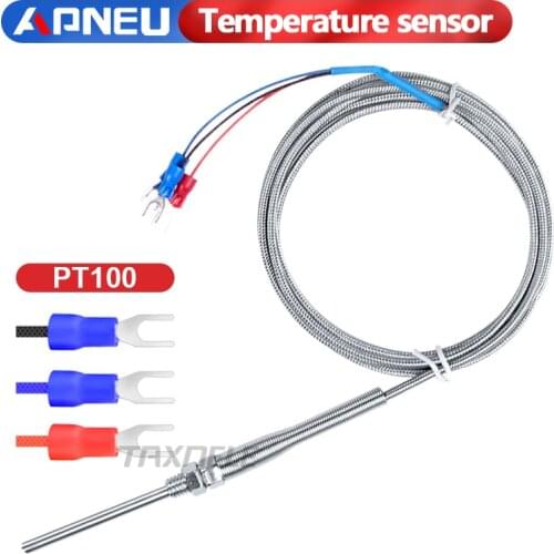2M Stainless Steel RTD PT100 Temperature Sensor Probe Thermal Thermocouple Tester Detector M8 Thread Industrial Sensor