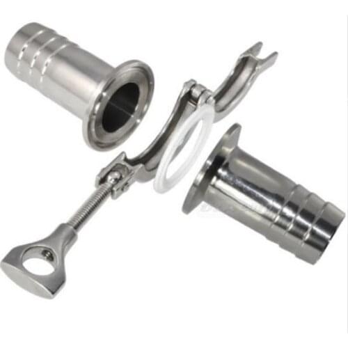 2 Pcs 76mm Sanitary Hose Barb Ferrule +Tri Clamp + PTFE Gasket SS304 SS316