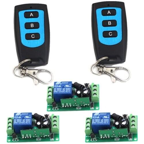 DC9V 24V 3CH Remote Control Switch 3 different Outputs Learning Code Relay 315/433.92MHZ 2Transmitter 3Receiver