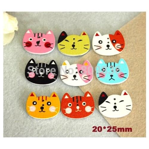 30pcs/lot Cartoon cat wooden buttons, scrapbooking, mixed wood sewing button (ss-4160a)
