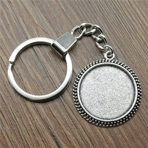 30 Styles Fit 25mm Round Glass Cabochon Key Chain Base Setting Jewelry Finding Jewelry Accessories For Keyring Making DIY