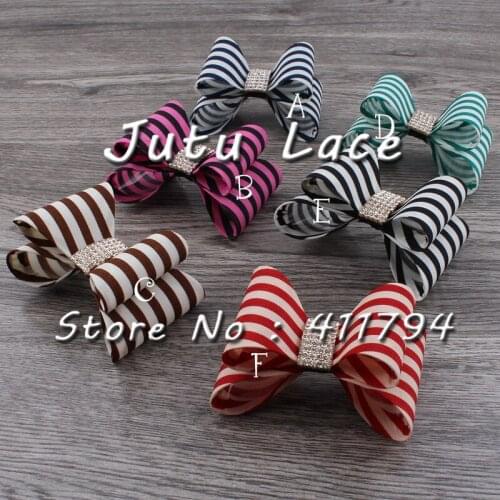 40 pcs/ lot , new arrival satin bow with Rhinestone Headband bow , Hair Bow Headband hair accessories