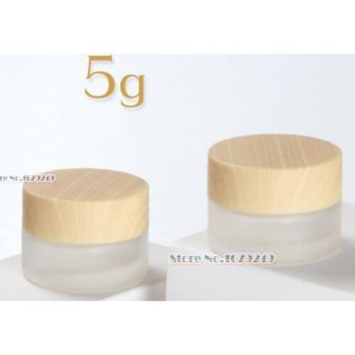 5g/5ml White colour Frosted empty cosmetic cream jar bottle cream bottle cap/Wood cap/cosmetics Bottle glass 200pcs/lot