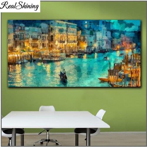 5d diy full drill square/round scenery diamond painting Abstract venice italy at night large embroidery mosaic wall decor FS6624