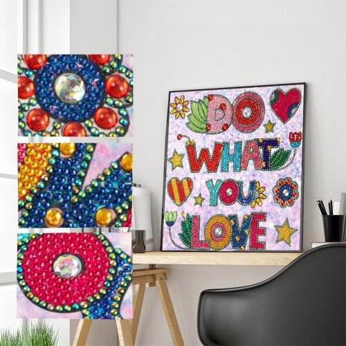 5D DIY Special Shaped Diamond Painting What You Love Letter Modern Pattern Partial Cross Stitch Mosaic Kits Home Wall Decoration