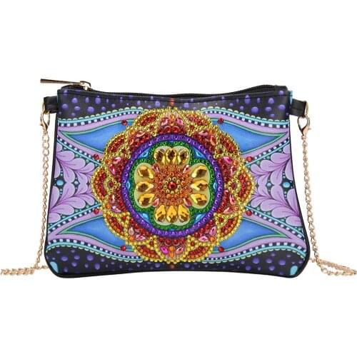 Shaped Diamond 5D DIY Diamond Painting Skull Flower Leather Crossbody Chain Bags DIY Diamond Embroidery Zipper Bag Wallet Pouch