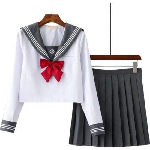 2020 White Schoolgirl Uniform Japanese Class Navy Sailor School Uniforms Students Clothes For Girls Anime Cos Sailor Navy Suit