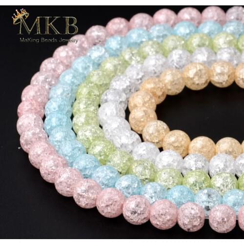 White Cracked Quartz Natural Stone Beads Beads For Jewerly Making 6 8 10 12mm Crystal Round Beads Diy Bracelet Wholesale Perles