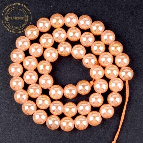 Natural Gold Orange Snow Cracked Crystal Stone Beads Round Loose Spacer Beads For Jewelry Making Diy Bracelet Charms 6 8 10 12mm