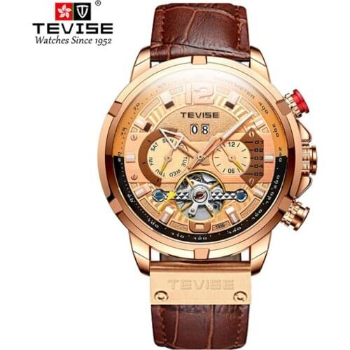 New Men Leather Watch Wrist Original Luxury Top Brand Big Automatic Fashion Sports Mechanical Watches Relogio Masculino T885F