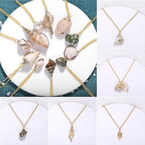 Long Pendant Pendant Shell Gold Color Necklace Gold Color Chain Women Jewelry Seashell