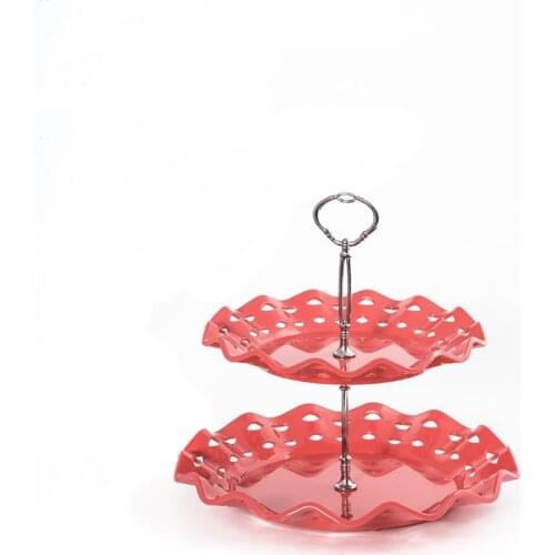 Fuchsia Color Two Layer Kurabiyelik Ductile Stylish Style Handy Confectionary Fruit Bowl Washable