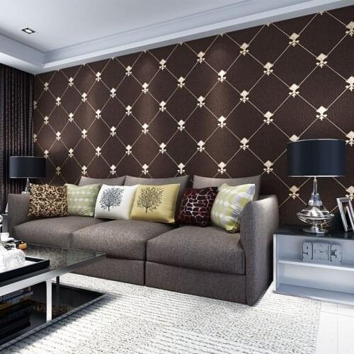 Beibehang European luxury luxury Lingge living room TV background wallpaper 3D stereo soft lacquer deer leather 3d wallpaper