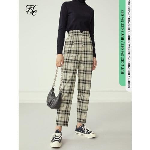 Женские брюки в клетку FANSILANEN China At AliExpress