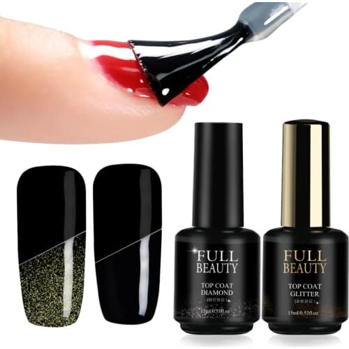 Nail Gel Top Coat and Base Coat Tempered No Wipe Matte Gel Polish Long Lasting Manicure Varnish Glossy Mirror Effect LA1594-1