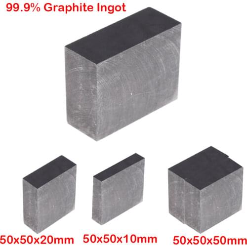2 pieces of high purity 99.9% graphite ingot 50mm x 50mm x 20mm with smooth surface, widely used in electronic metal