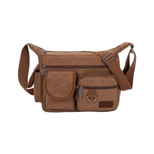 Canvas Messenger Bag for Men Vintage Water Resistant Waxed Crossbody bags Briefcase Padded Shoulder Bag for Male Handbag Bolso