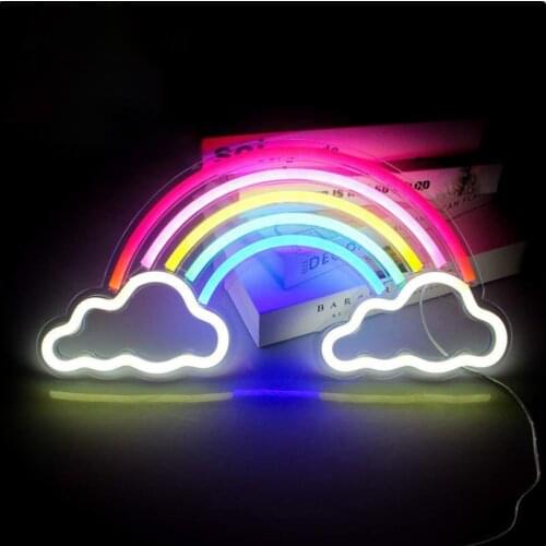 Custom Rainbow Neon Sign Cute Light LED Wall Hanging Acrylic Decoration Indoor Outdoor for Home Room Bedroom Teenager
