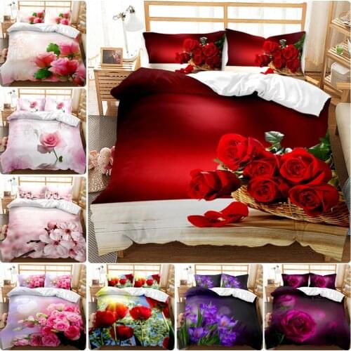 Floral Bedding Set 3D Flowers Printed Polyester queen king Duvet Cover with Pillow Bedding Sets