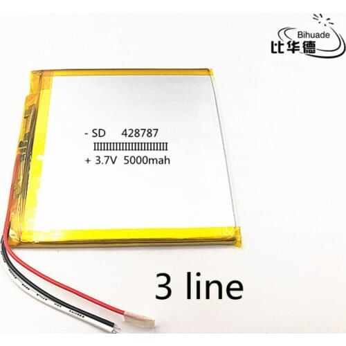 3 line 10pcs/lot 3.7v lithium polymer rechargeable battery 428787 5000MAH For PDA 7 inch 8 inch 9inch