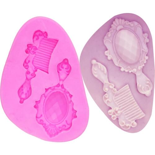 M0724 DIY Mirror Comb Soap Candy baking Fondant Mold Sugar Craft Cake Decorating Tools Christmas Silicone Mold