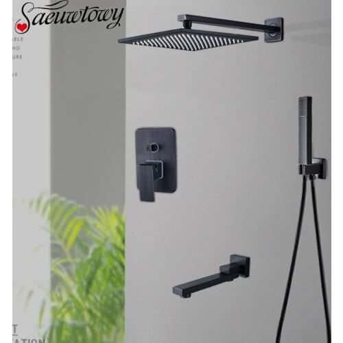 Oil Rubbed Bronze Concealed Shower Set Shower Faucet Brass Hand Shower Rain Shower Tap Bathtub Faucet Roattble Spout Faucet