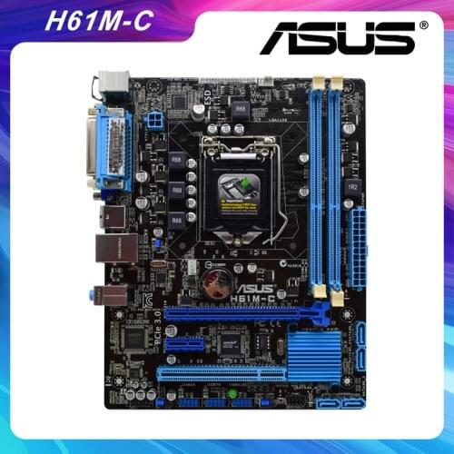 For ASUS H61M-C LGA 1155 M-ATX H61 pc motherboard DDR3 Supports Core i7 i5 i3 Processors Used Motherboards Computer Accessories