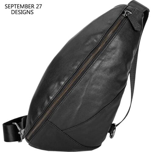 New Fashion Chest Bag Men Genuine Leather Luxury Handmade Male Satchels 100% Cowskin Casual Storage Messenger Crossbody Pack